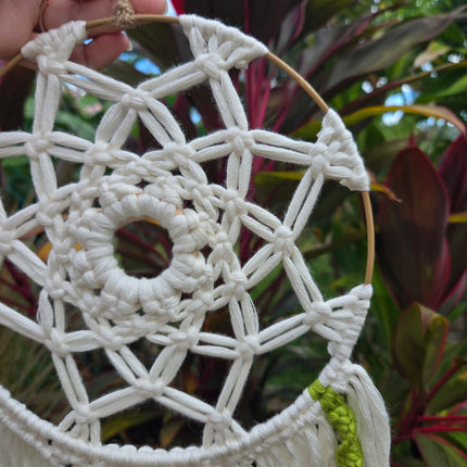Dreamcatcher, white and green, unique piece