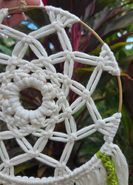 Dreamcatcher, white and green, unique piece