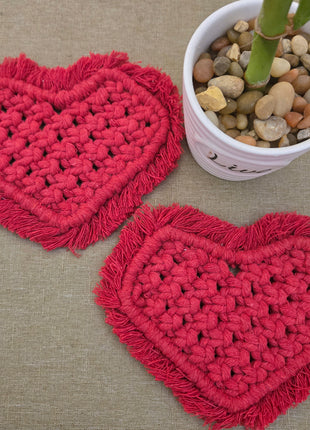 Coasters, heart-shaped, two-pack, 2 colors