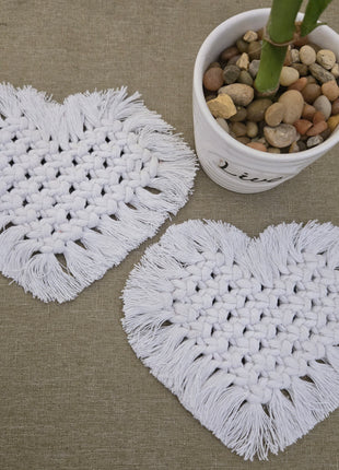 Coasters, heart-shaped, two-pack, 2 colors