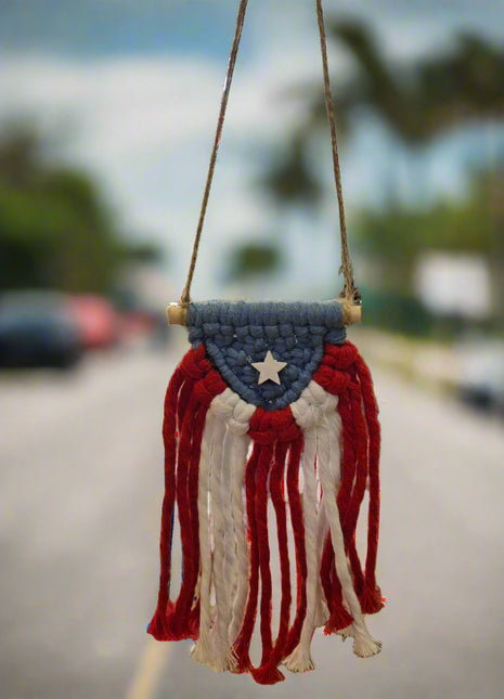 Puerto Rican flag for vehicle rearview mirror