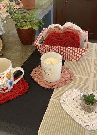 Coasters, heart-shaped, two-pack, 2 colors