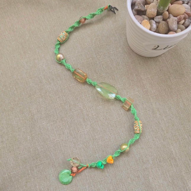 Macrame de pelo color verde con gomita para cabello